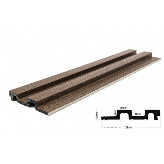 PS PANEL  ΜΕ 3D ΠΗΧΑΚΙΑ 08 RESIDENCE 21/122 mm DARK BROWN OAK NewPlan