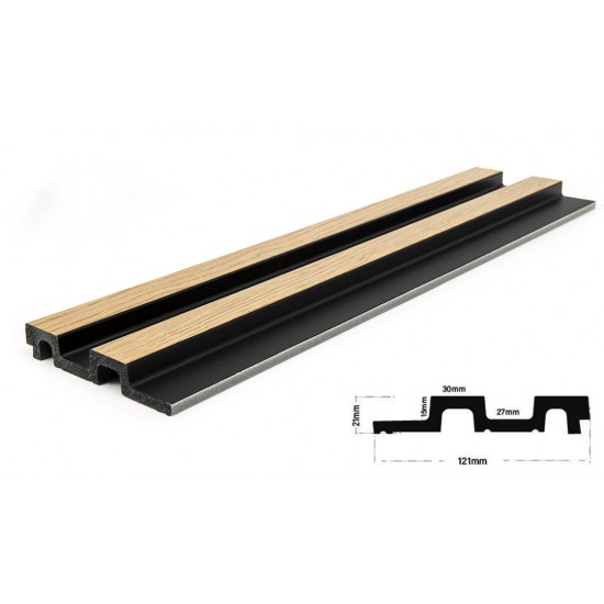 PS PANEL  ΜΕ 3D ΠΗΧΑΚΙΑ F4 RESIDENCE 21/122 mm  NAT.OAK/BLACK NewPlan